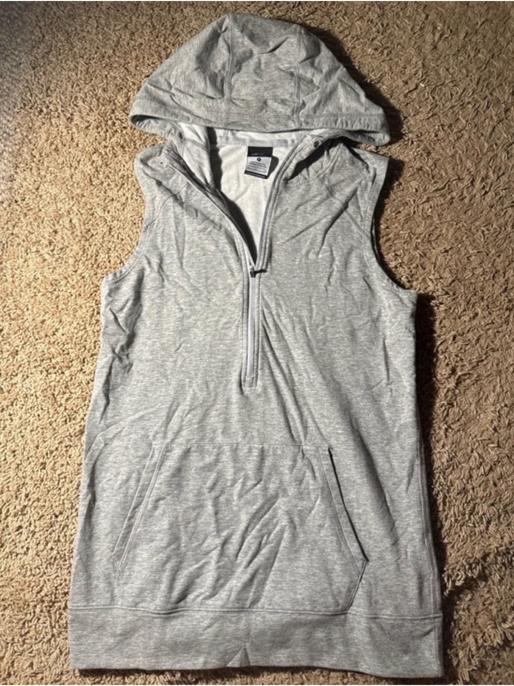 Nike Light Gray Sleeveless Hooded Half-Zip Sweatshirt Dress